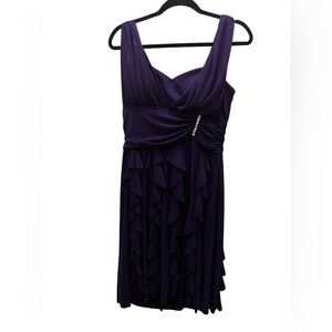 Betsy & Adam Purple Ruched Sweetheart Midi Dress